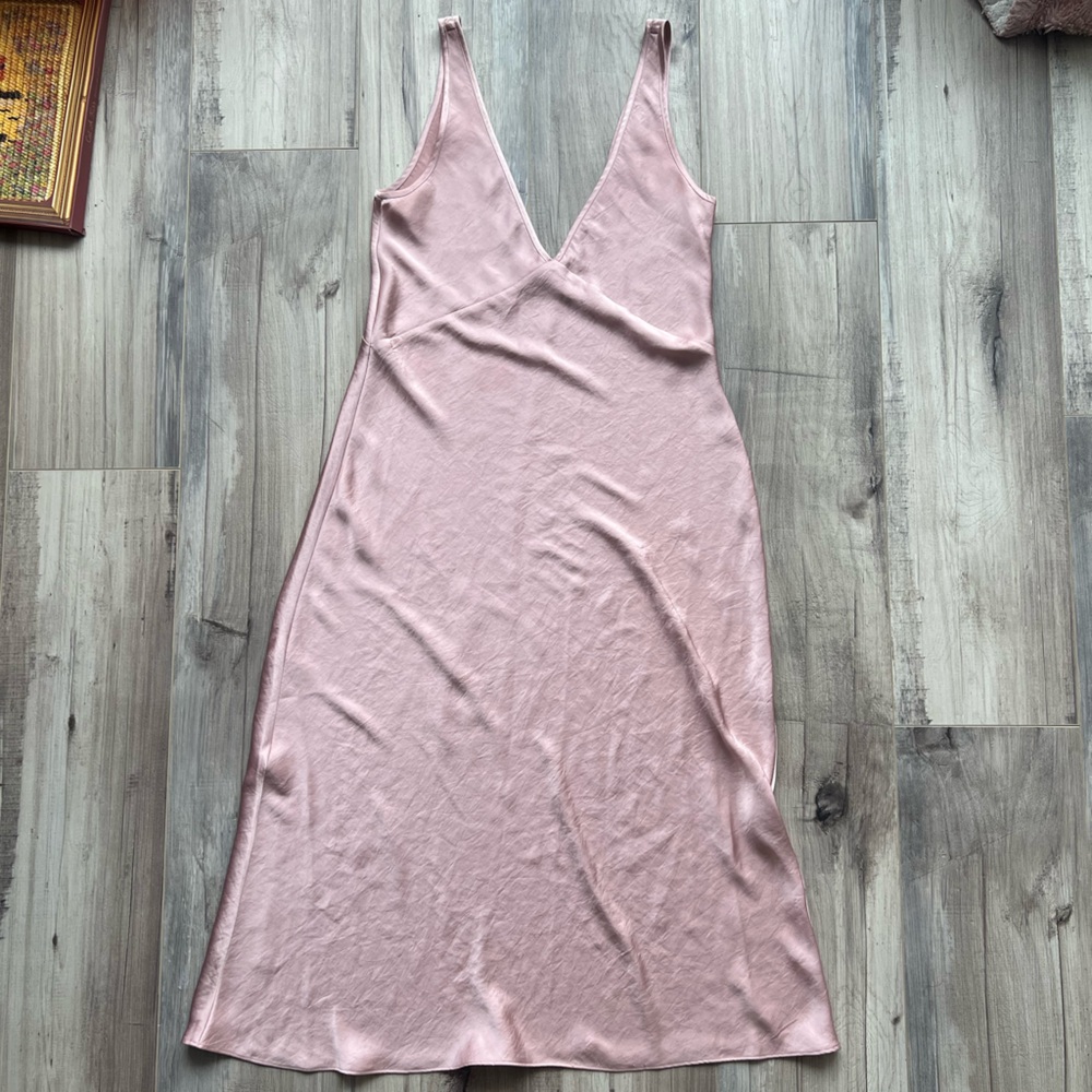 Wilfred Muted Pink Satin Silk Tank Dress
